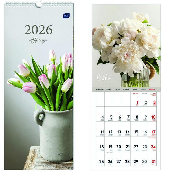 Kalendarz paskowy 17x41cm Kwiaty Interdruk